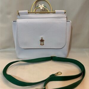 Disney White and Green Satchel with Gold Accents